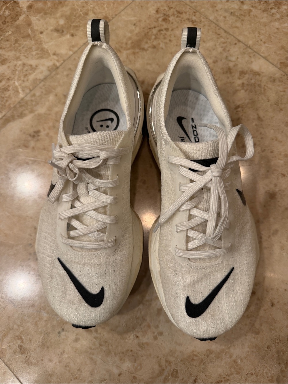 Nike White Sneakers with Black Swoosh Accents worn once. Size 7